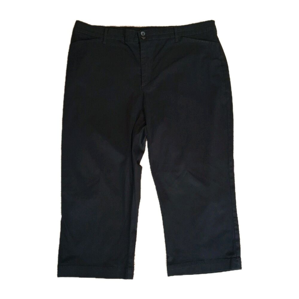 Woman Brand Black Cropped Capris Ankle Pants Size W38 L21 Flat Front Casual